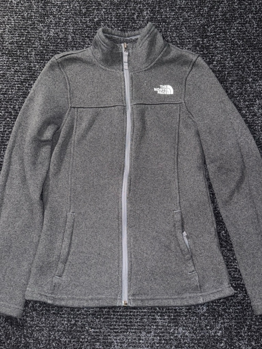 The North Face Gray Full-Zip Teddy Fleece Jacket